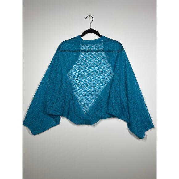 LOGO by Lori Goldstein Women's Lace Shrug Top Size 4X / 5X Blue A397997 Annika - Picture 9 of 10